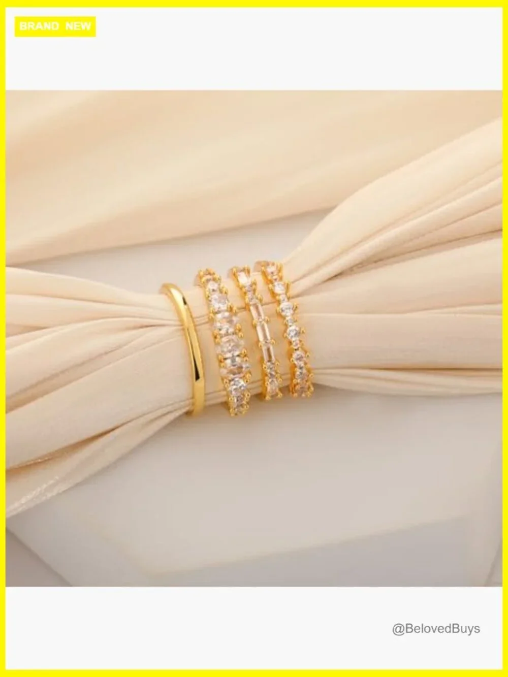 Stacking Ring Set 14K Gold Plated Cubic Zirconia Stackable Rings for Women Size